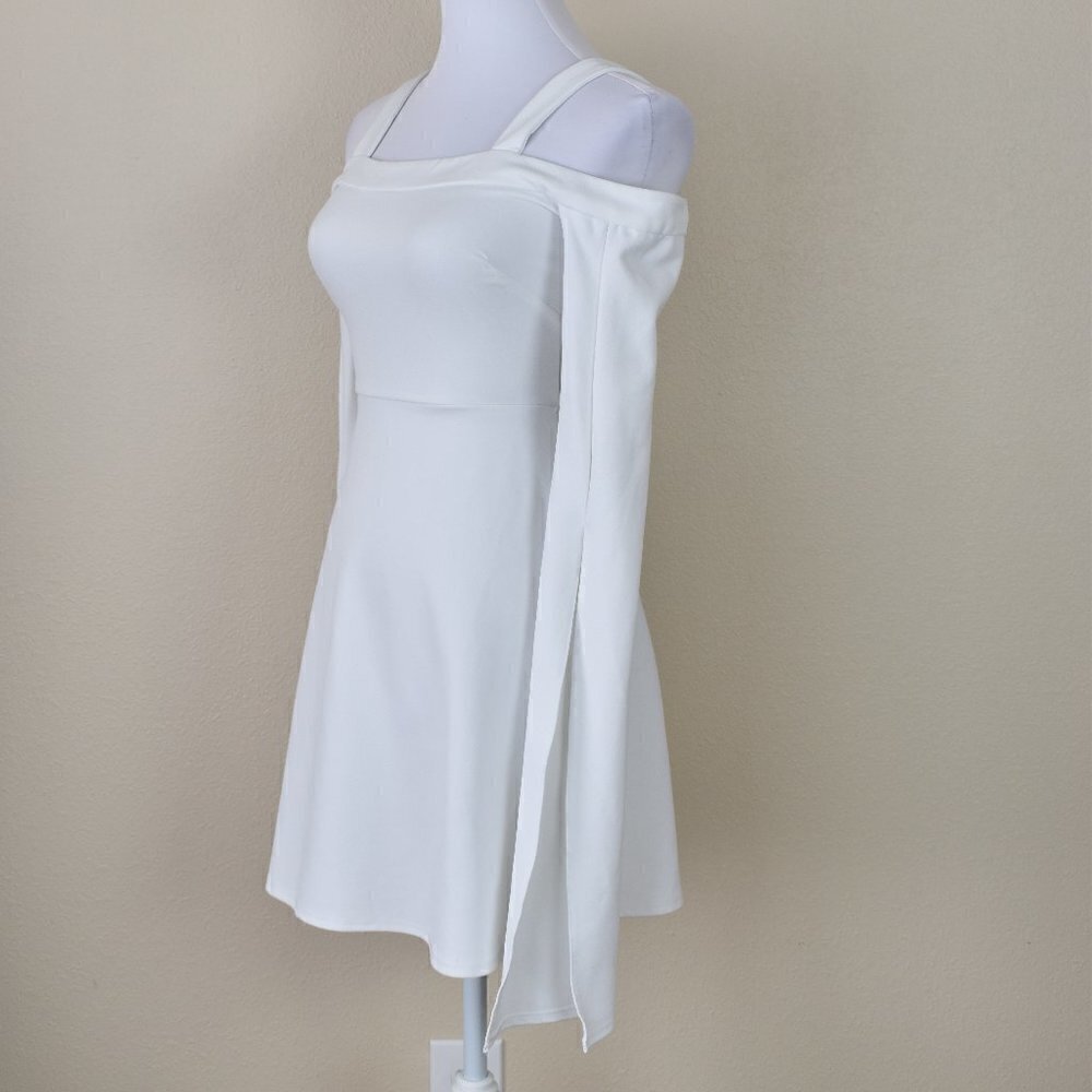 ASOS Cold Shoulder Crepe Extreme Split Sleeve Mini Dress - Picture 6 of 8